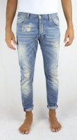 Jeans Biker motivo strappato chiaro Made in Italy 