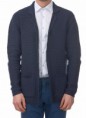Cardigan aperto in versione Blu casual manica lunga tessitura nido d'ape Made in Italy