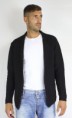 Cardigan aperto in versione nero casual manica lunga tessitura nido d'ape Made in Italy